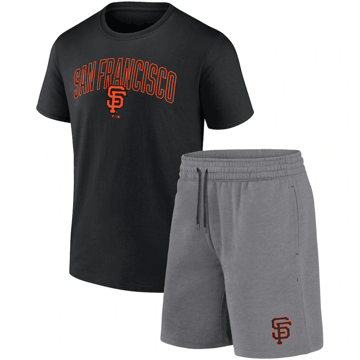 Men's San Francisco Giants Black/Heather Gray Arch T-Shirt & Shorts Combo Set